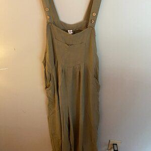Olive Linen Jumpsuit - Size Medium